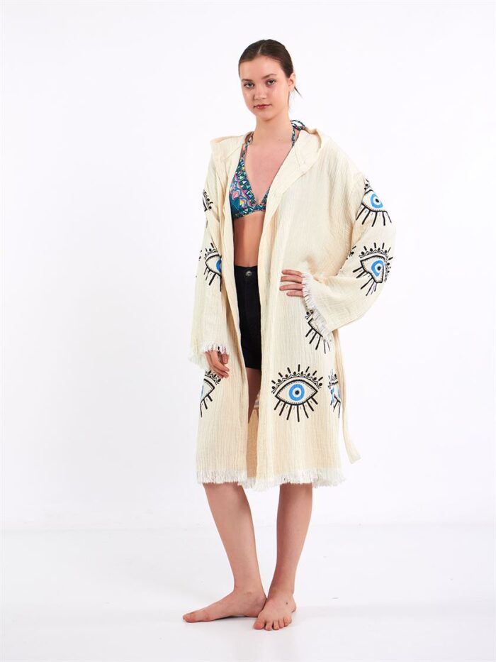 Big Blue Eye Hooded Kimono Big Blue Eye Hooded Kimono