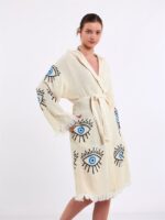 Big Blue Eye Hooded Kimono