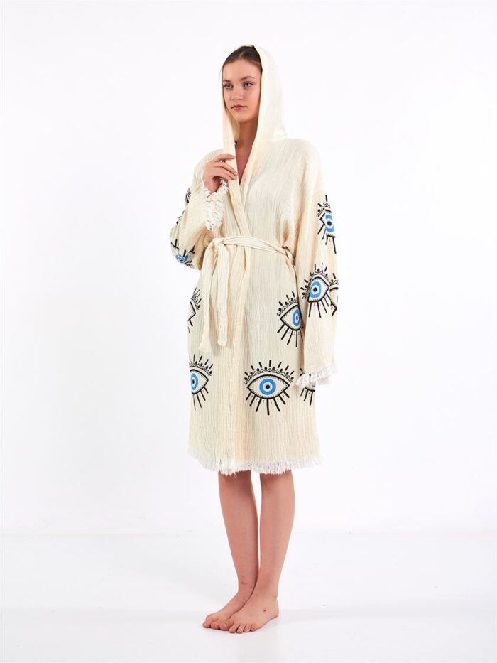 Big Blue Eye Hooded Kimono Big Blue Eye Hooded Kimono