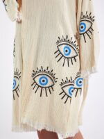 Big Blue Eye Hooded Kimono