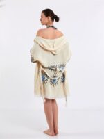 Big Blue Eye Kapşonlu Kısa Kimono