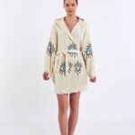 Big Blue Eye Kurzer Kimono mit Kapuze