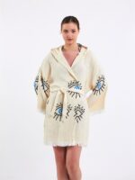 Big Blue Eye Kapşonlu Kısa Kimono