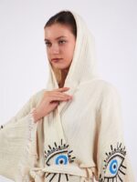 Big Blue Eye Kapşonlu Kısa Kimono