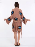 Big Blue Short Kimono Brown