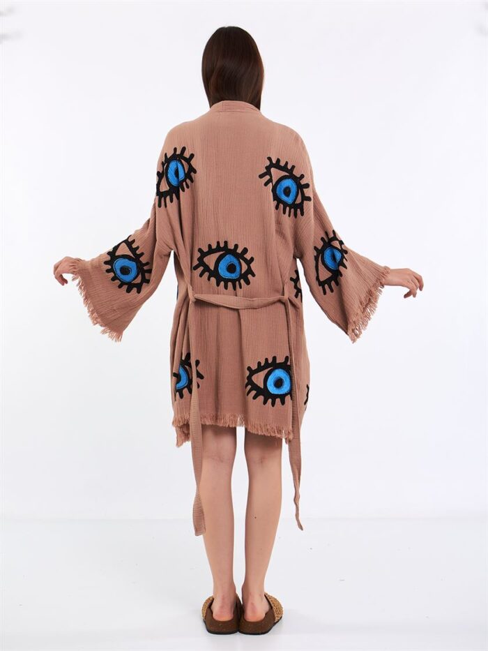 Big Blue Short Kimono Brown