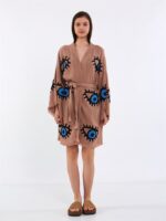 Big Blue Short Kimono Brown