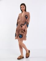 Big Blue Short Kimono Brown