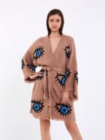 Big Blue Short Kimono Brown