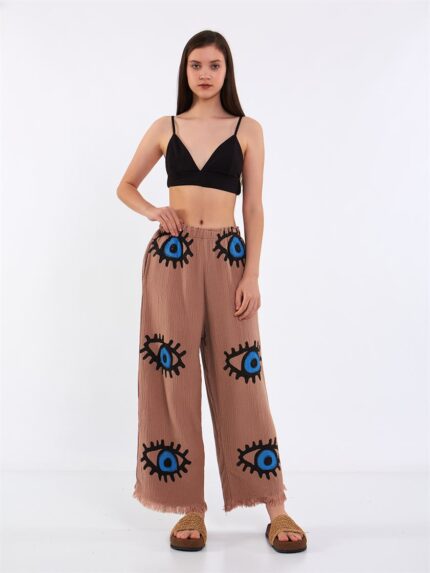Big Blue Muslin Trousers Brown