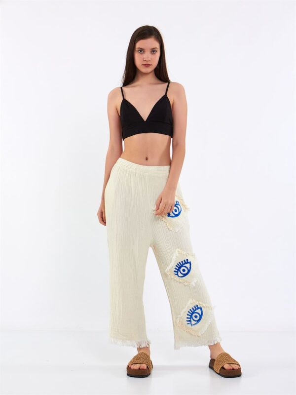 Big Eye Müslin Pantolon Beyaz