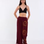 Big Eye Muslin Trousers Burgundy