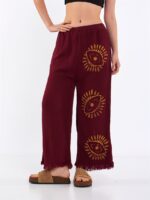 Big Eye Musselin-Hose Burgund