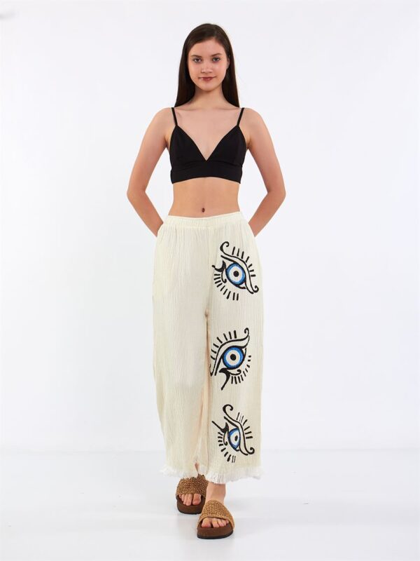 Big Eye Müslin Pantolon Ekru