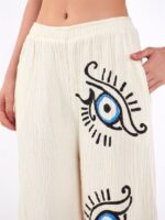 Big Eye Müslin Pantolon Ekru