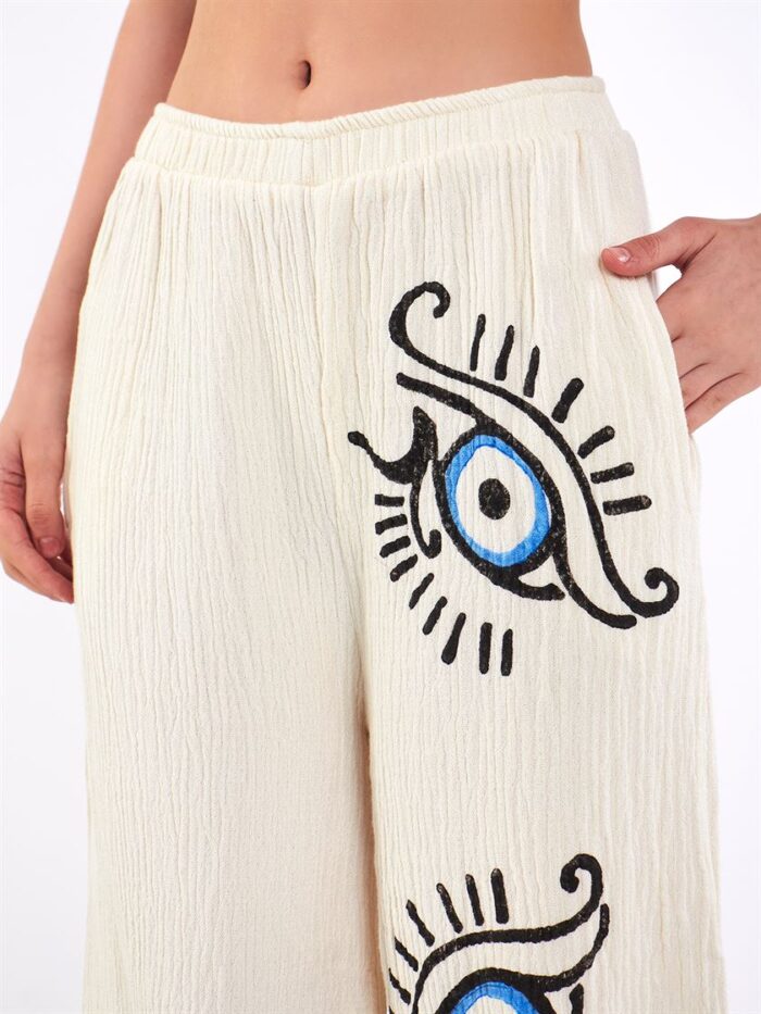 Big Eye Müslin Pantolon Ekru Big Eye Müslin Pantolon Ekru