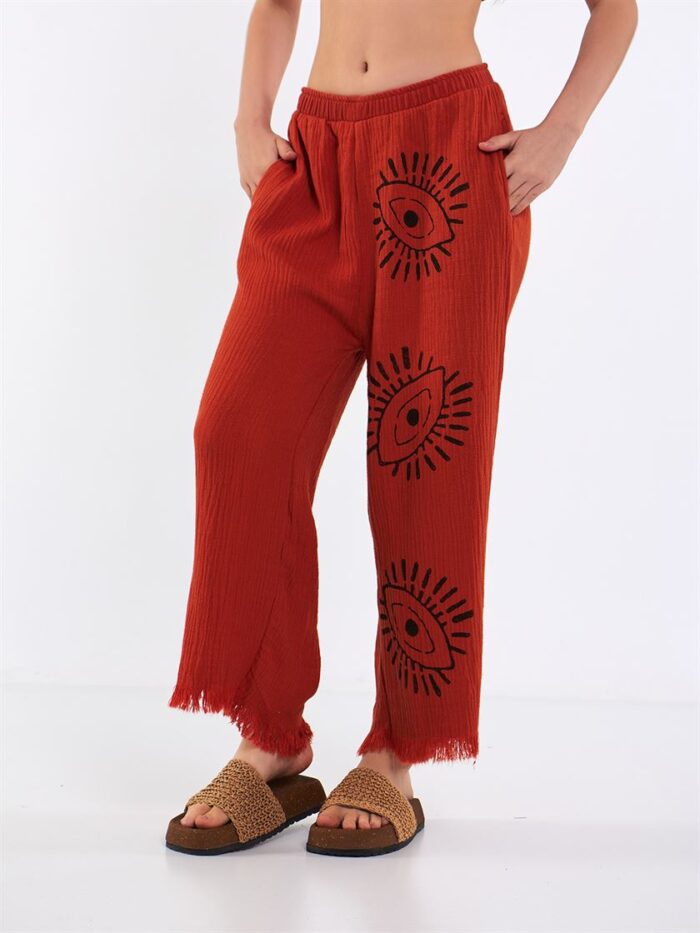 Big Eye Müslin Pantolon Kiremit