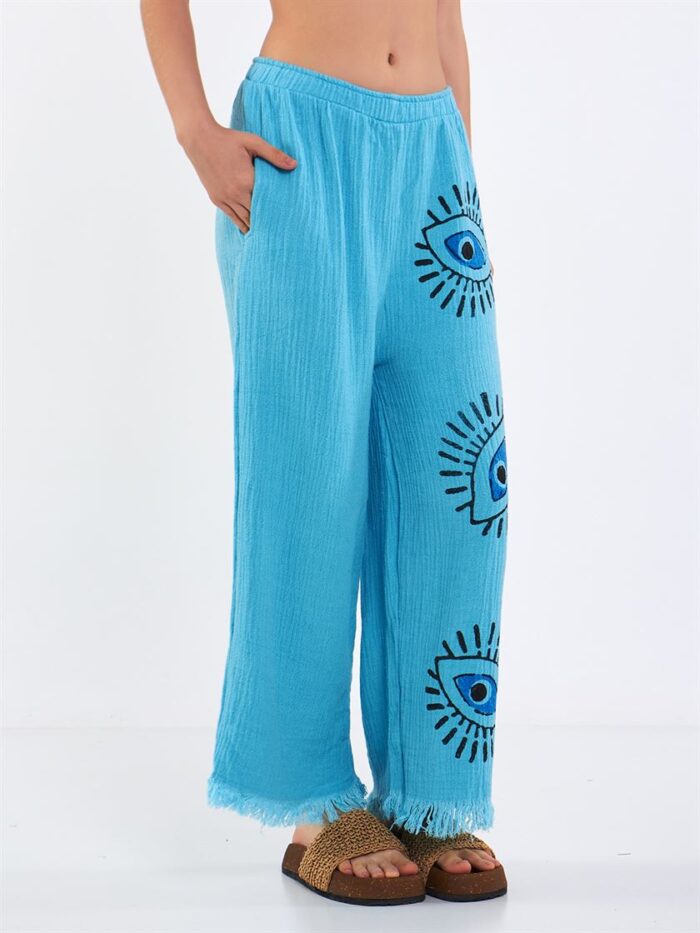 Big Eye Müslin Pantolon Turkuaz Big Eye Müslin Pantolon Turkuaz