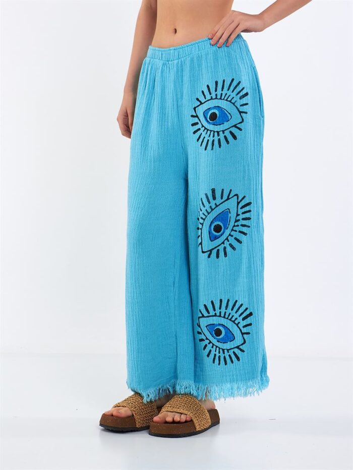 Big Eye Müslin Pantolon Turkuaz Big Eye Müslin Pantolon Turkuaz