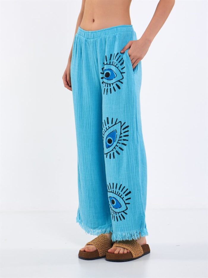 Big Eye Müslin Pantolon Turkuaz Big Eye Müslin Pantolon Turkuaz