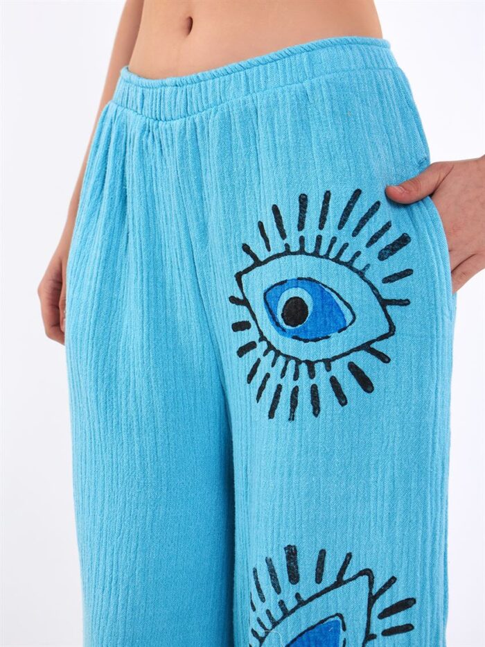 Big Eye Müslin Pantolon Turkuaz Big Eye Müslin Pantolon Turkuaz