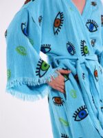 Bunte Augen Türkisfarbener Kimono