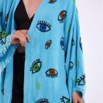 Colorful Eyes Turkuaz Kimono