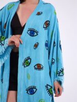 Bunte Augen Türkisfarbener Kimono