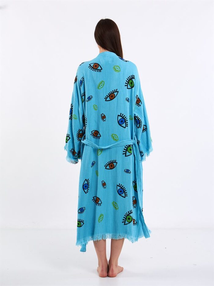 Bunte Augen Türkisfarbener Kimono Bunte Augen Türkisfarbener Kimono