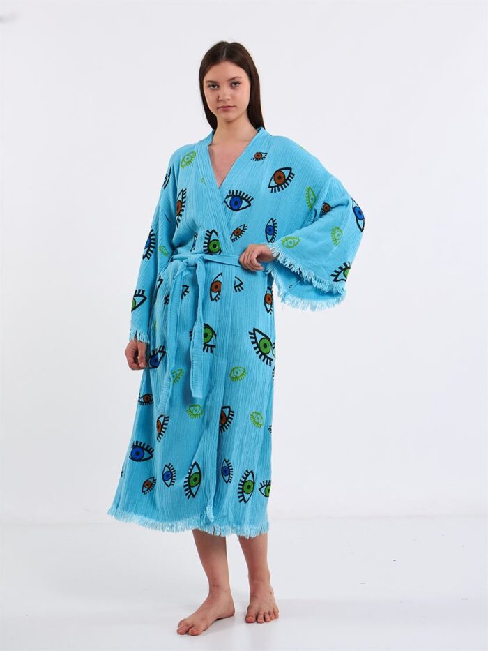 Bunte Augen Türkisfarbener Kimono Bunte Augen Türkisfarbener Kimono