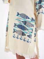 Fishes Kapşonlu Kimono