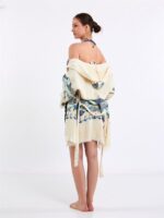 Fishes Kapşonlu Kısa Kimono