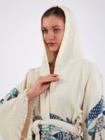Fishes Kapşonlu Kısa Kimono