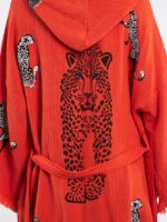 Leopar Açık Kırmızı Kısa Kimono
