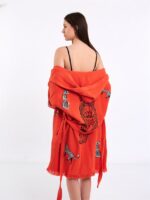 Leopar Açık Kırmızı Kısa Kimono