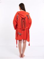 Leopar Açık Kırmızı Kısa Kimono