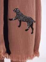 Leopard Kurzer Kimono mit Gürtel Rose Dry