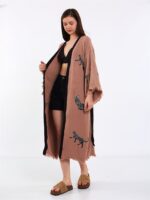 Leopard Kurzer Kimono mit Gürtel Rose Dry