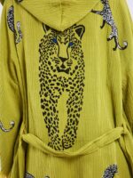 Leopard Ölgrün Kurzer Kimono