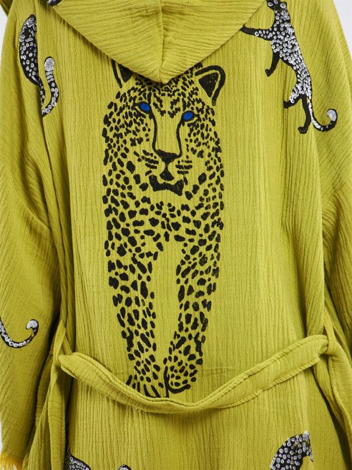 Leopard Ölgrün Kurzer Kimono Leopard Ölgrün Kurzer Kimono