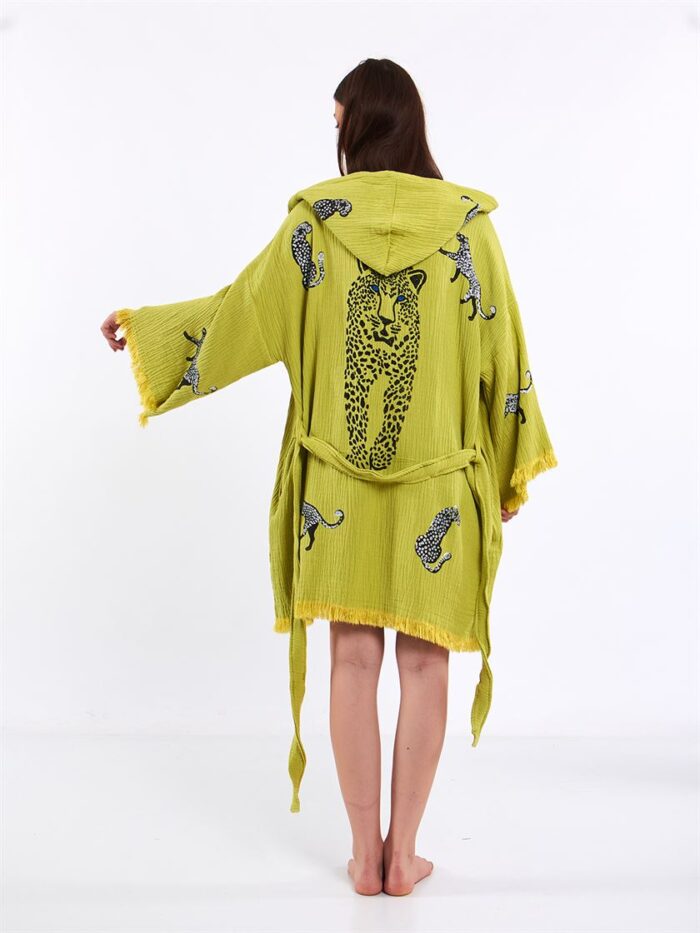 Leopard Ölgrün Kurzer Kimono Leopard Ölgrün Kurzer Kimono