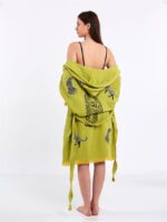Leopard Ölgrün Kurzer Kimono