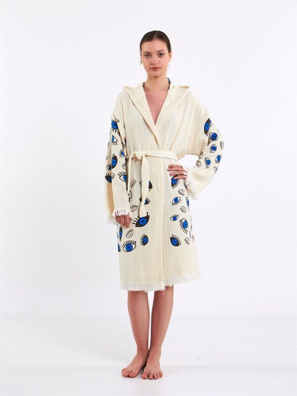 Little Blue Eyes Kapşonlu Kimono