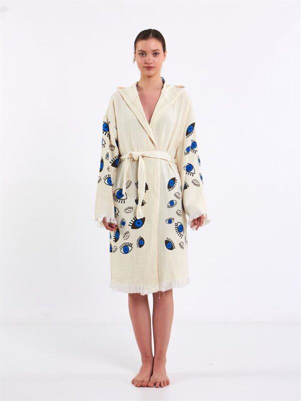 Little Blue Eyes Kapşonlu Kimono