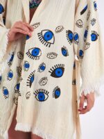 Little Blue Eyes Kurzer Kimono mit Kapuze