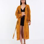 Lunar Kuşaklı Kimono Hardal