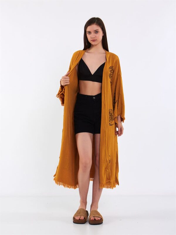 كيمونو كيمونو بحزام من الخردل القمري