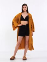 كيمونو كيمونو بحزام من الخردل القمري