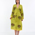 Orange Eye Kimono Öl Grün