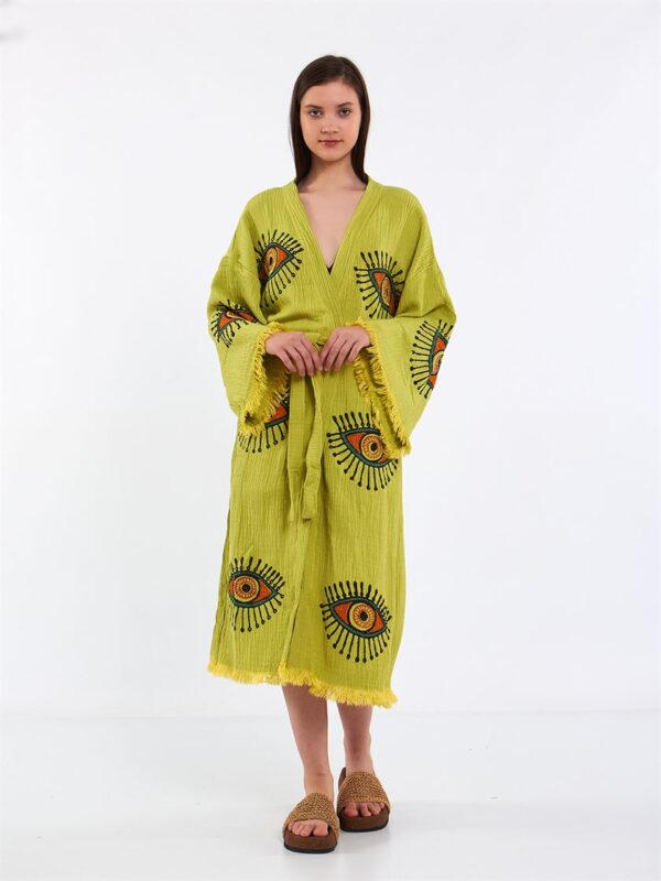 Orange Eye Kimono Öl Grün